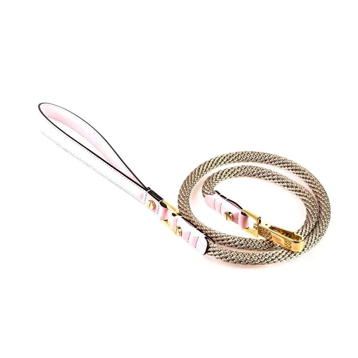 Rope And Leather Dog Leash Light Pink