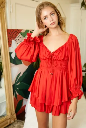 Ruby Lace Up Flared Romper