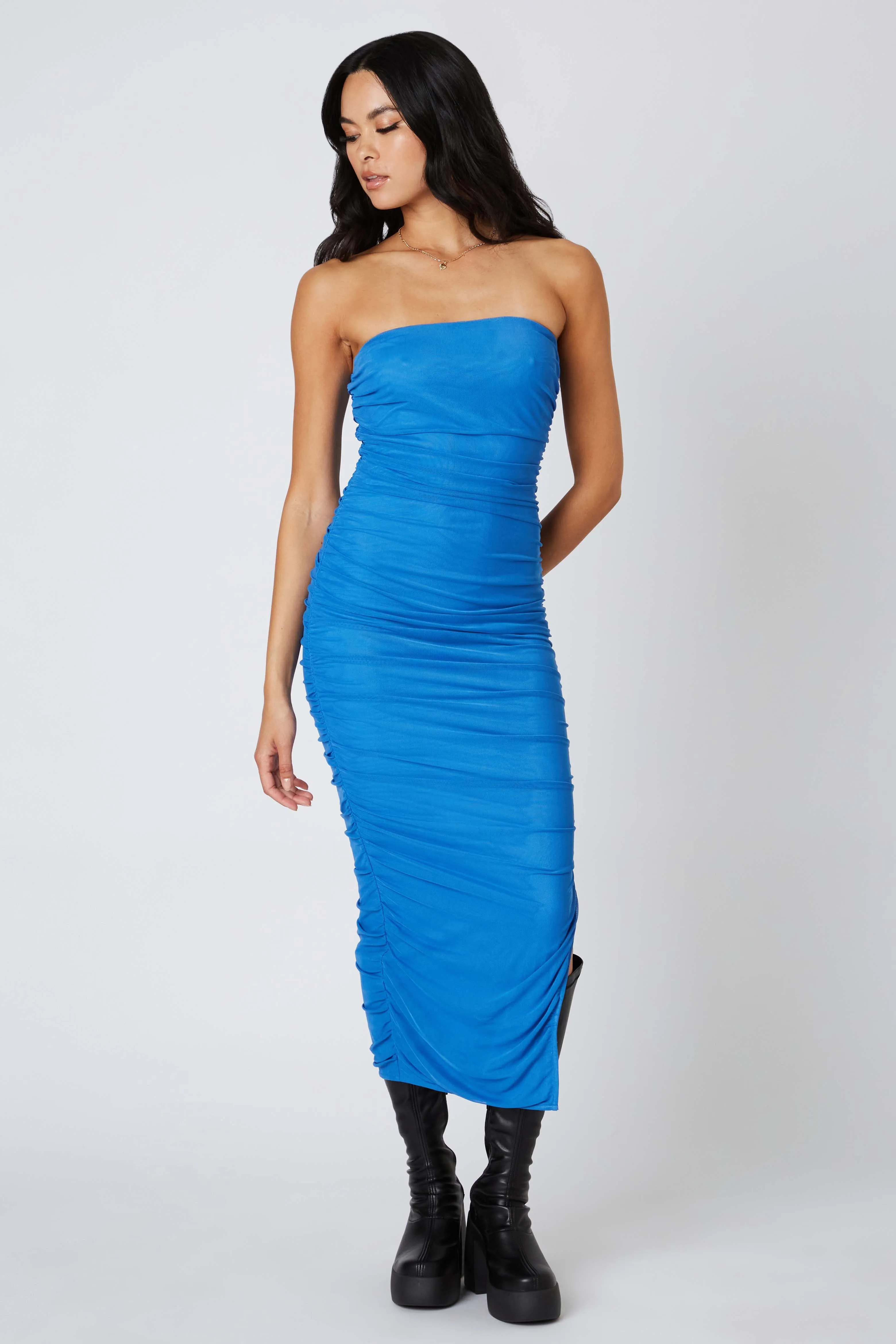 Ruched Bodycon Midi Dress