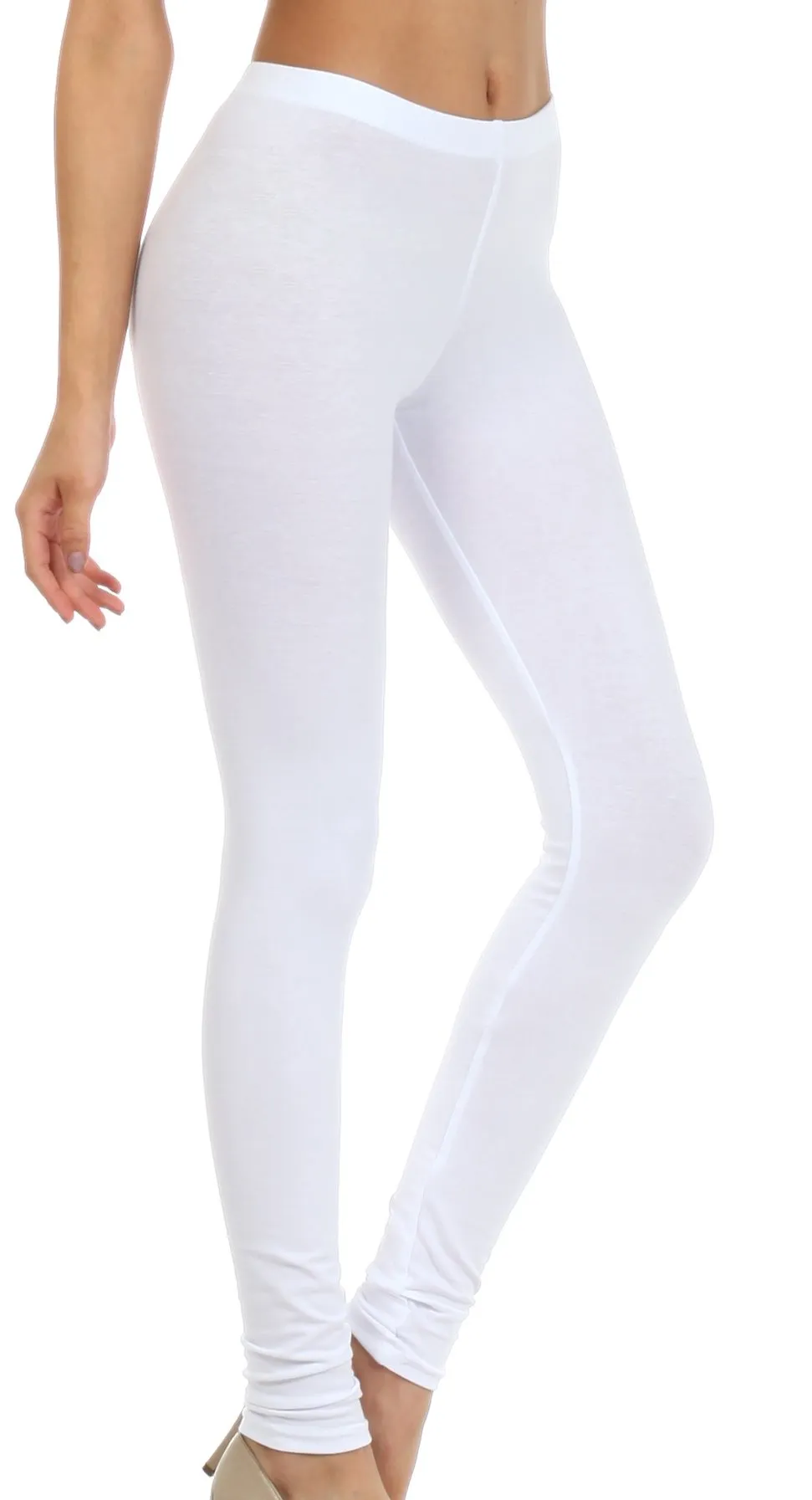 Sakkas Cotton Blend Solid Color Footless Stretch Leggings - Made in USA