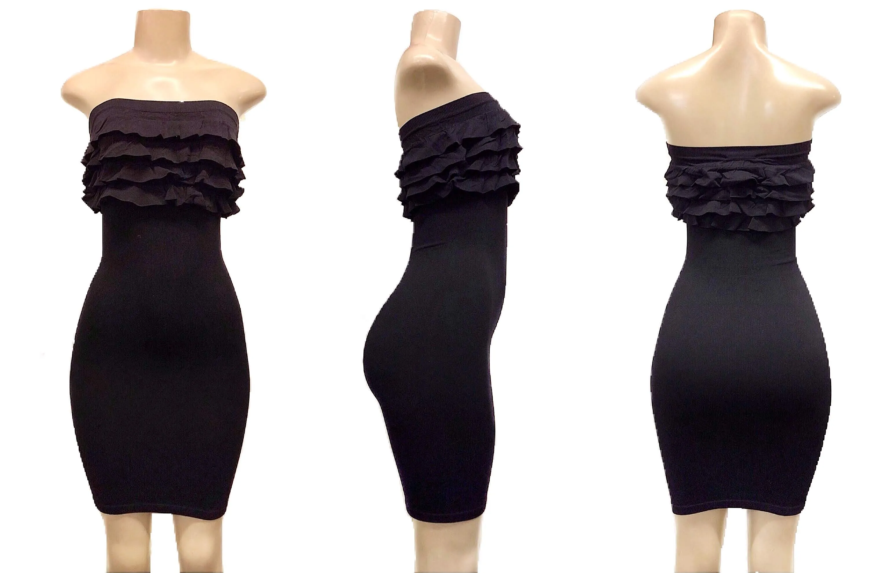 Sexy Strapless & Tiered Bodycon Dress