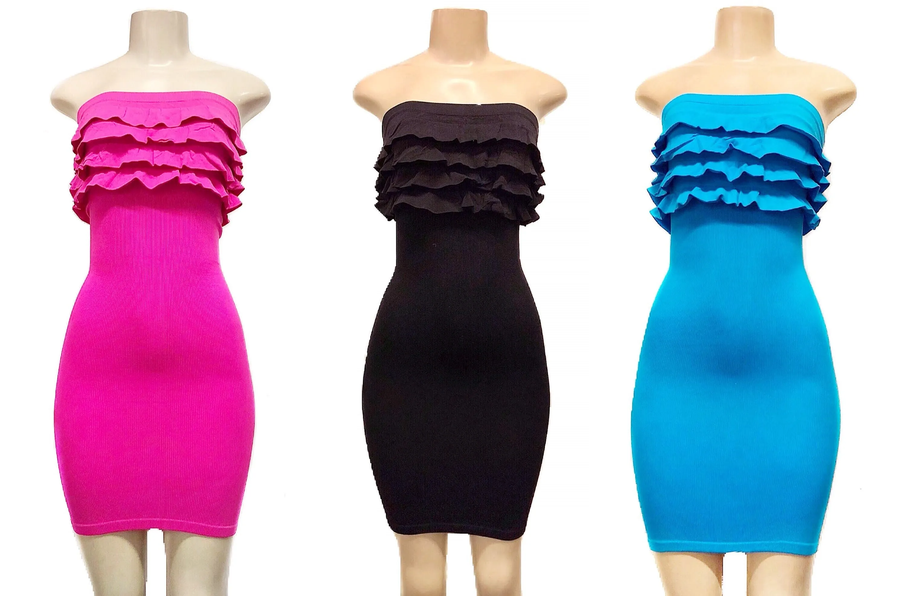 Sexy Strapless & Tiered Bodycon Dress