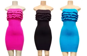 Sexy Strapless & Tiered Bodycon Dress