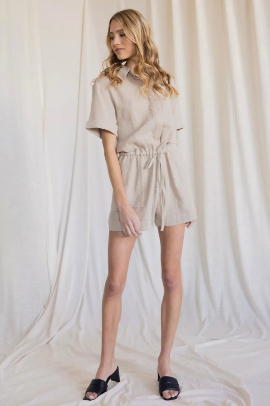 Short Sleeve Tie Romper