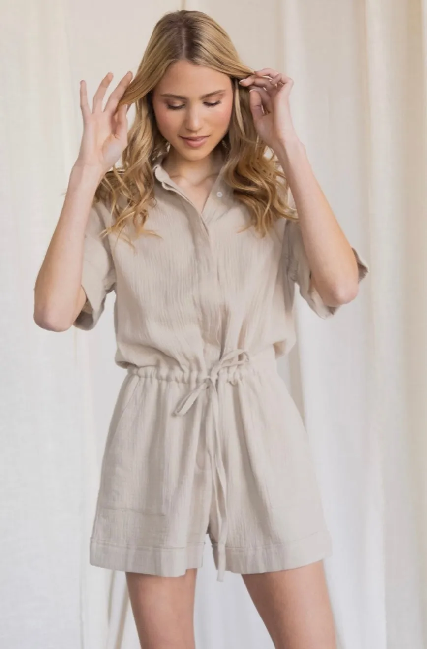 Short Sleeve Tie Romper