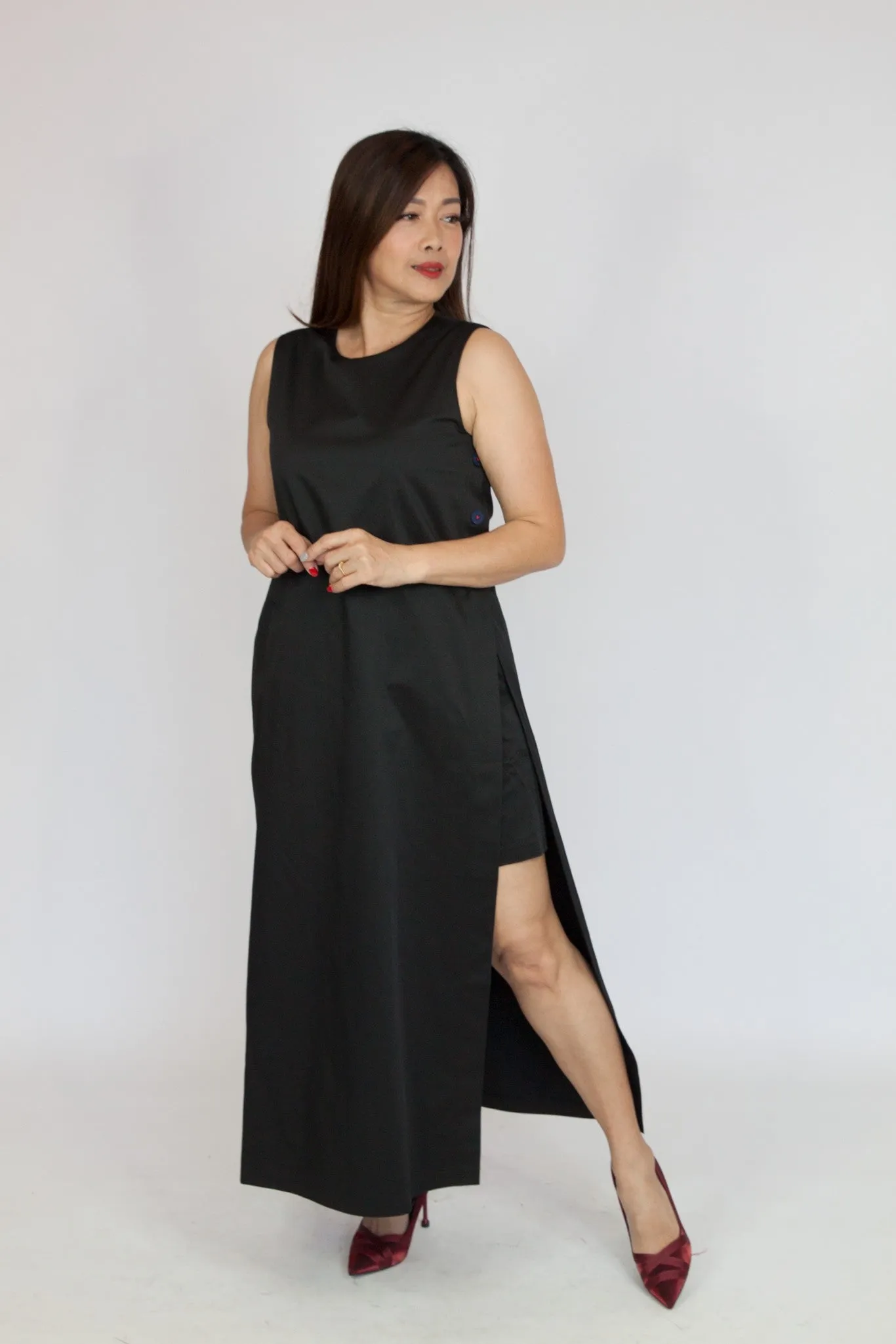 Side Button Maxi Dress