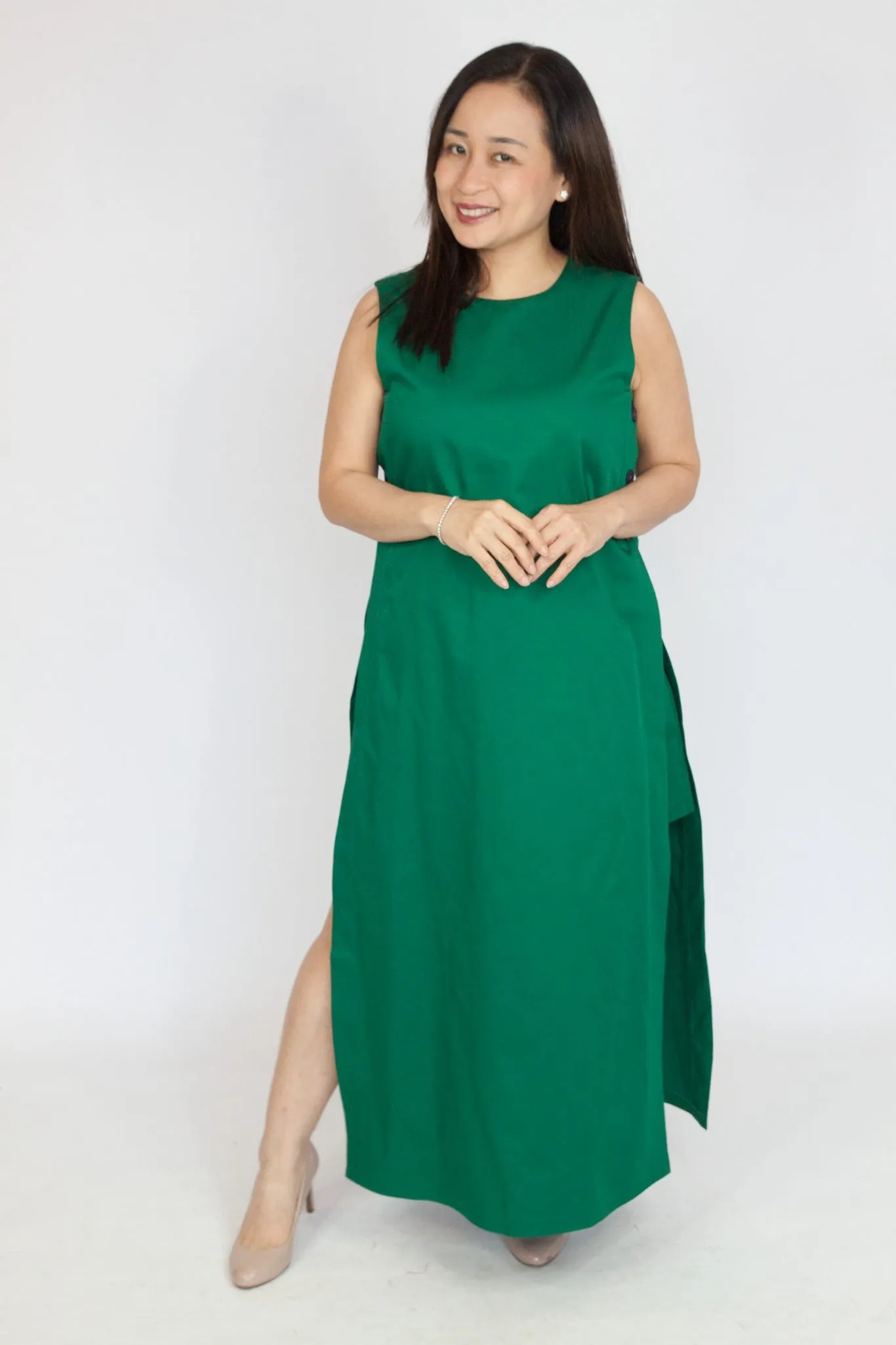 Side Button Maxi Dress