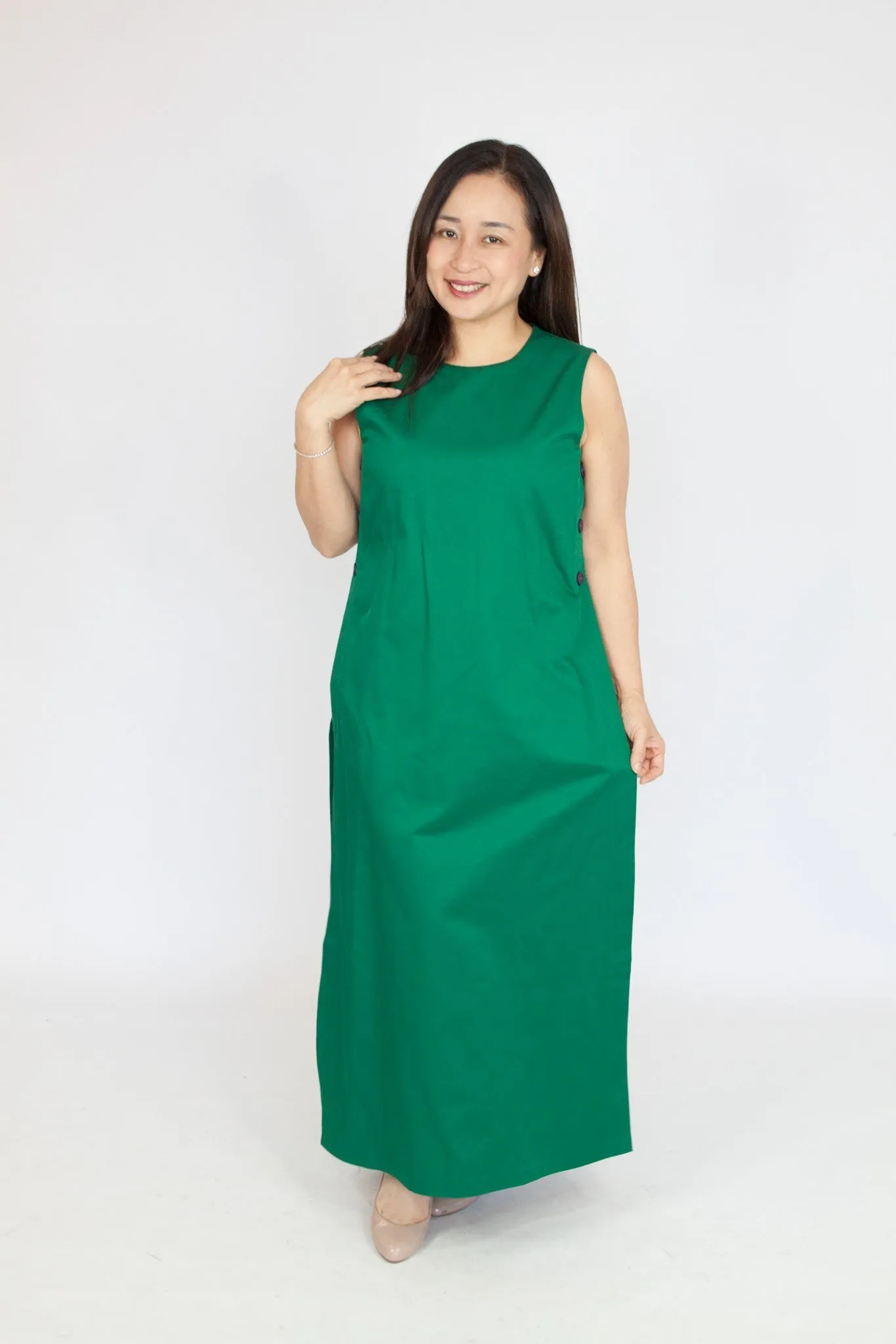 Side Button Maxi Dress