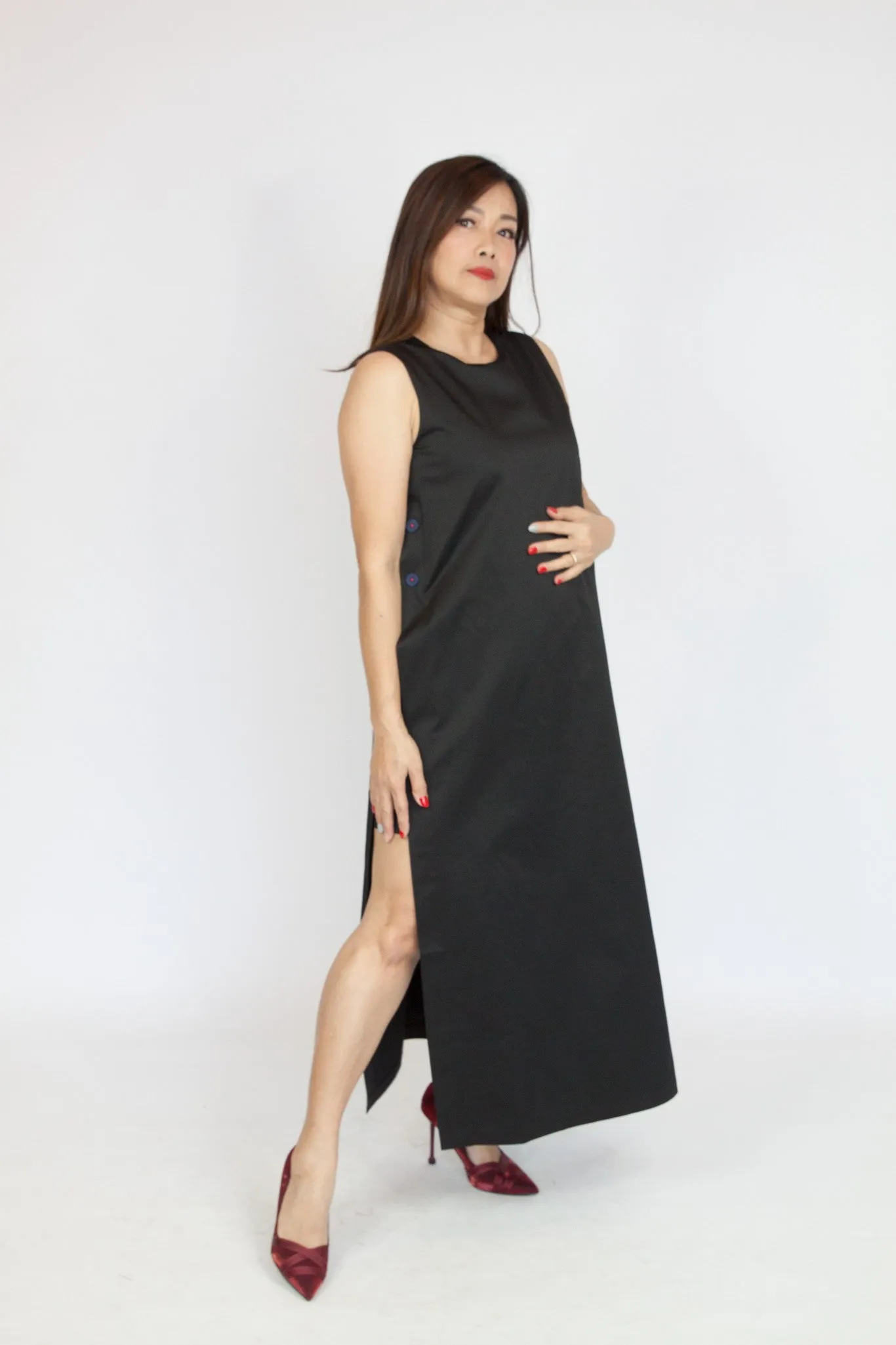 Side Button Maxi Dress