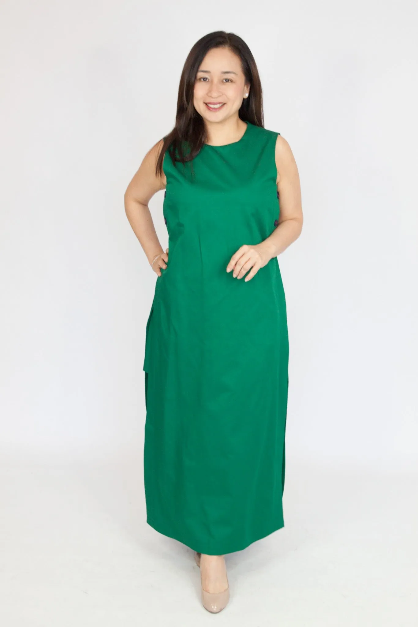 Side Button Maxi Dress