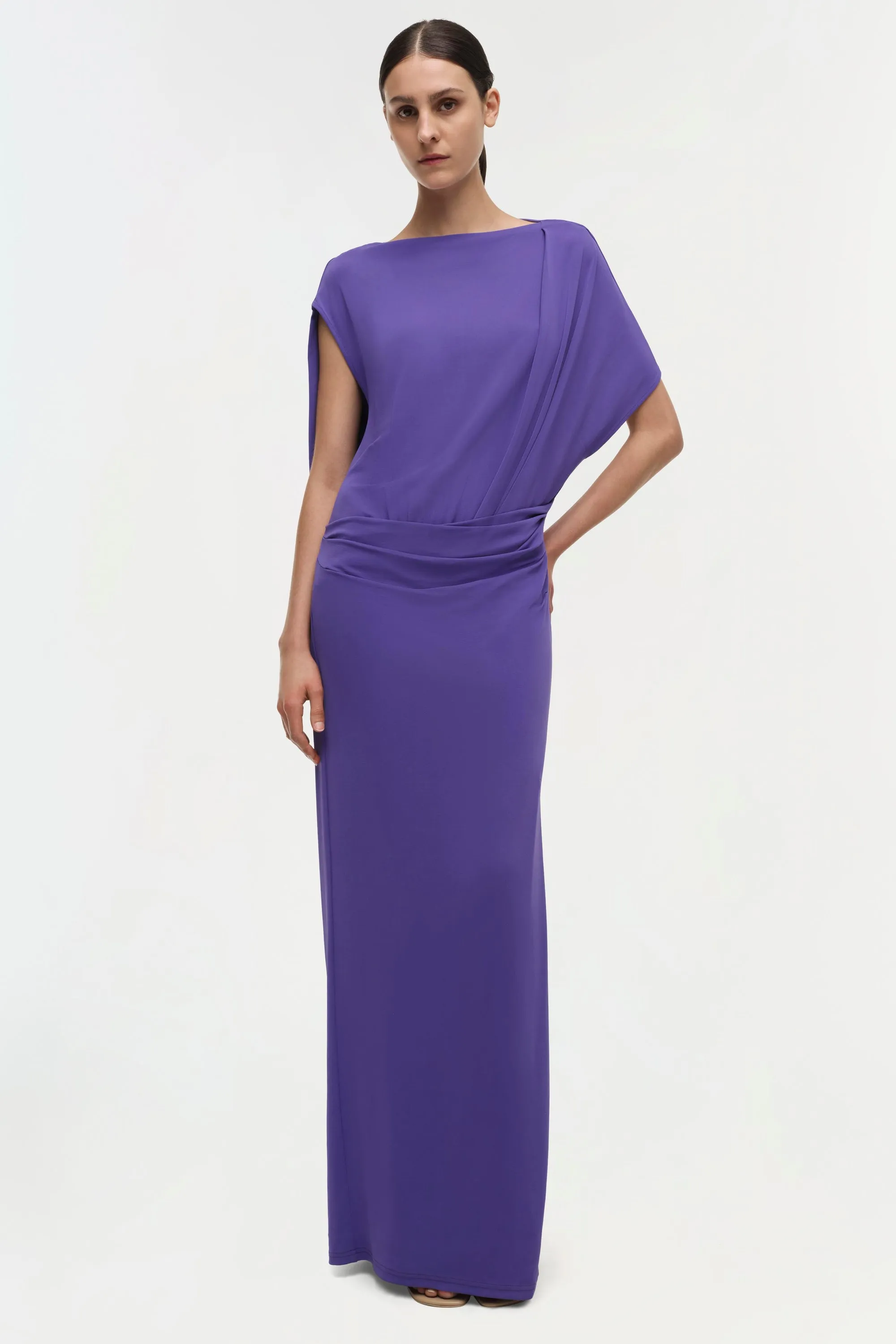 SIMKHAI - Hollins Asymmetric Cape Gown in Ultra Violet