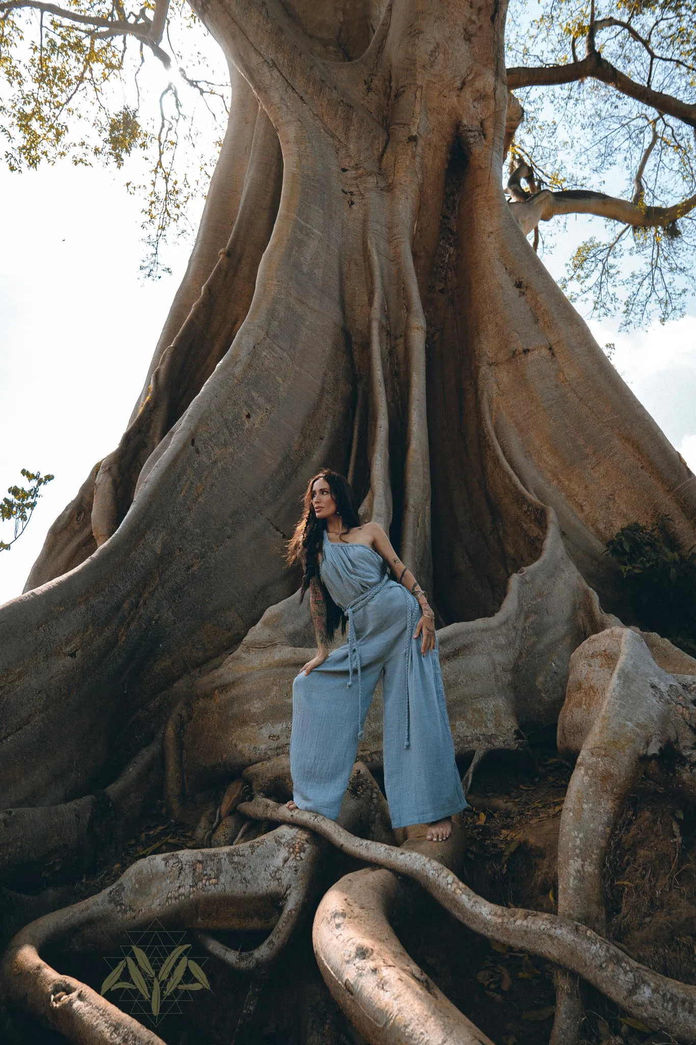 Sky Blue Braided Belted Jumpsuit, Overalls Women, Apron Dress