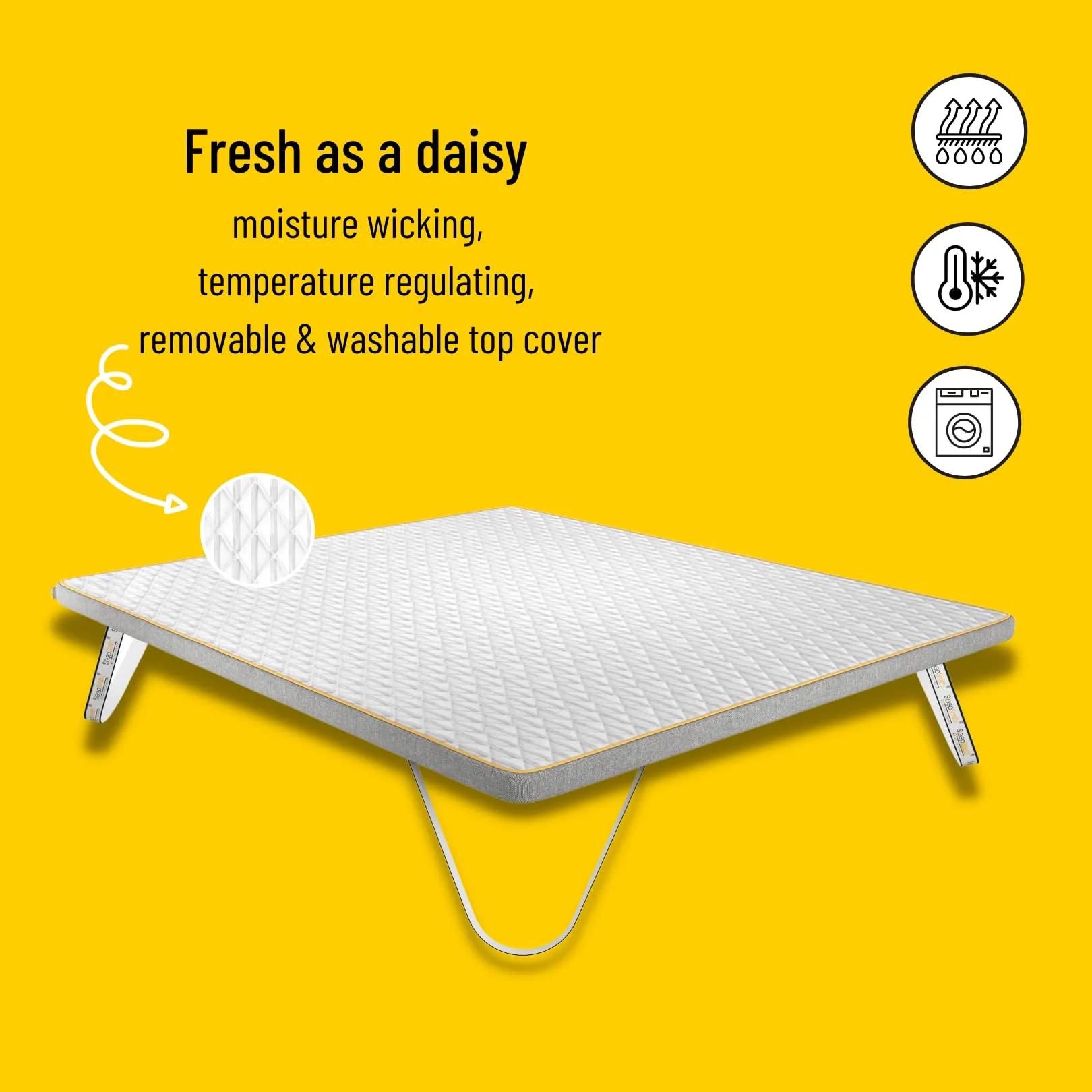 SleepSmith Mattress Topper with Flip Memory Foam & Graphite Infused Cloud Foam, 2-in-1 Reversible Soft & Body Supportive Mattress Topper/Gadda (Double/DIWAN, 72"x48"x2")