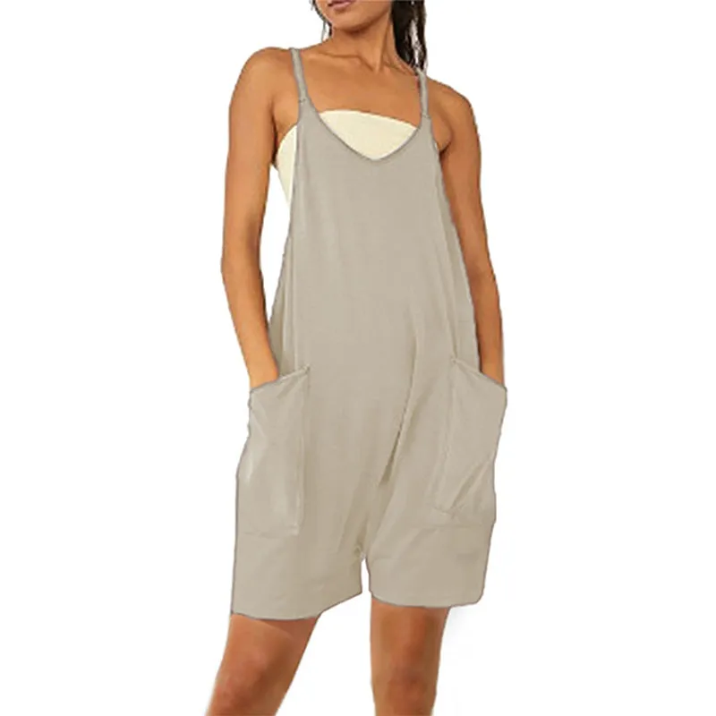 Sleeveless Romper with Pockets