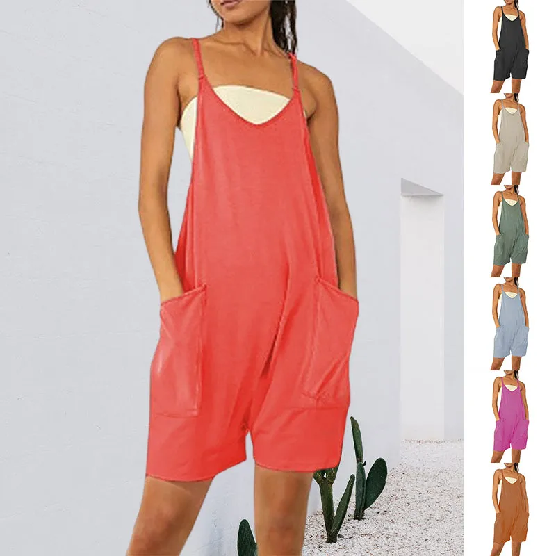 Sleeveless Romper with Pockets