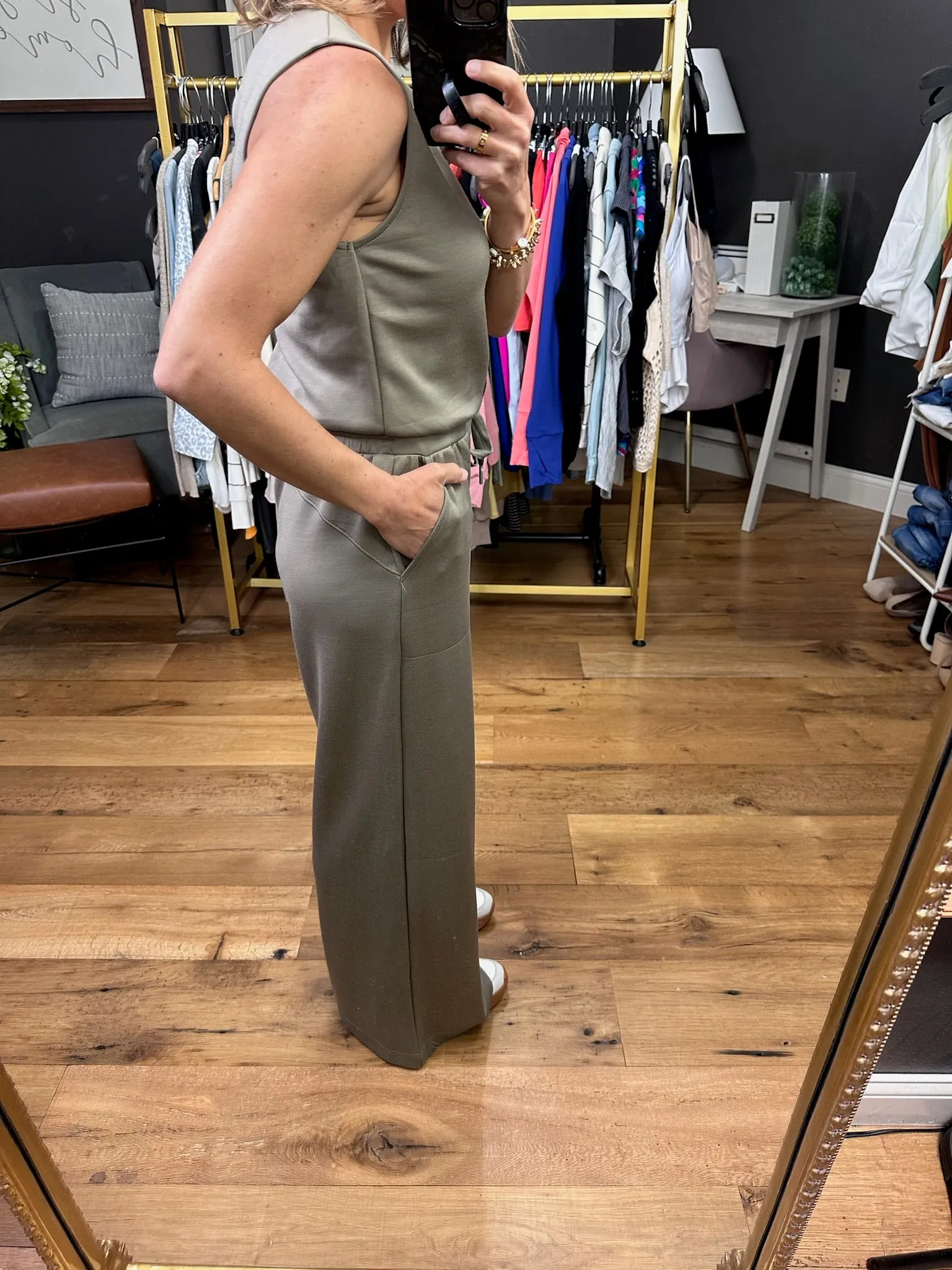 Someday I Will Tie Waist Jumpsuit - Olive