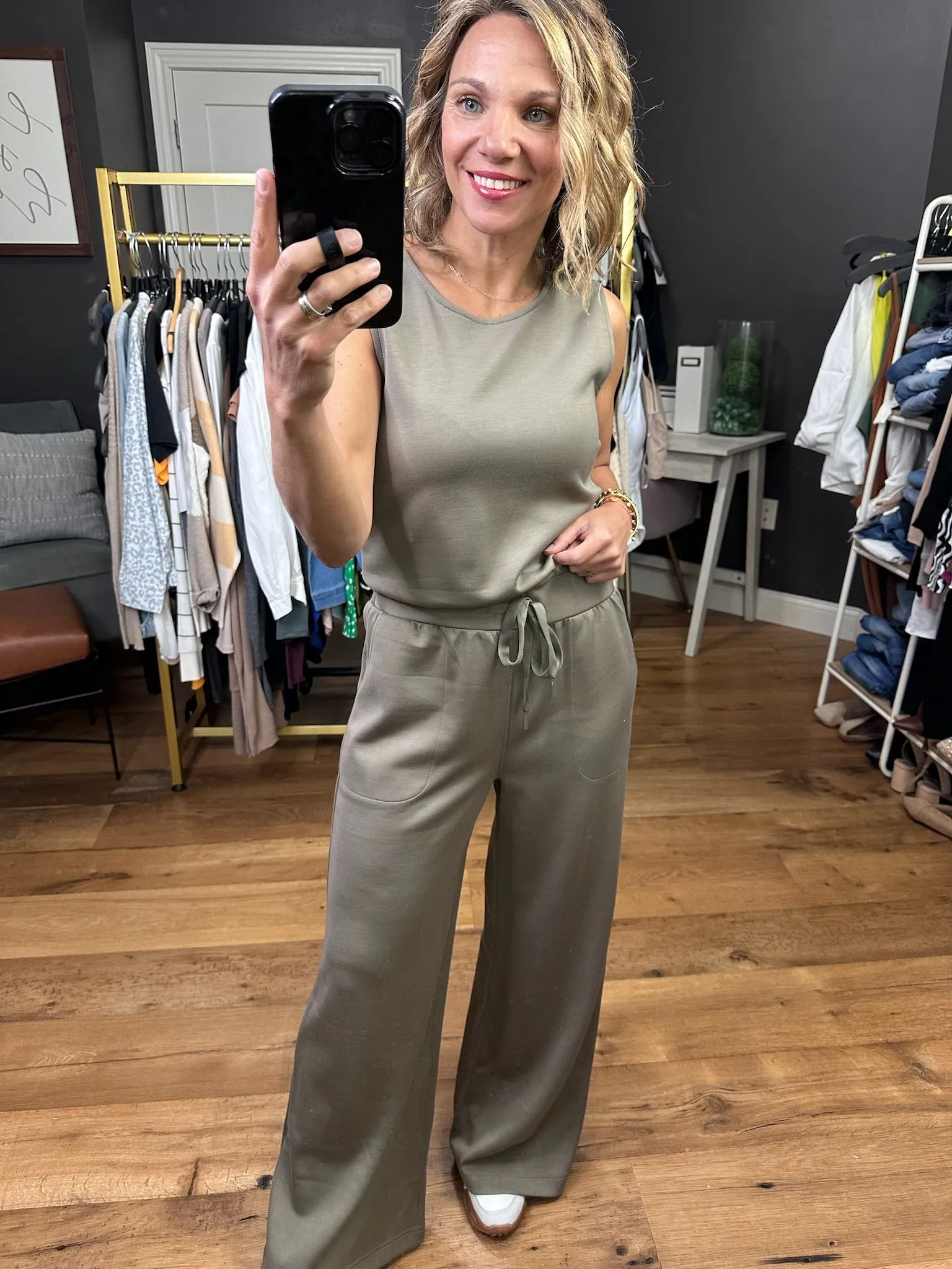 Someday I Will Tie Waist Jumpsuit - Olive