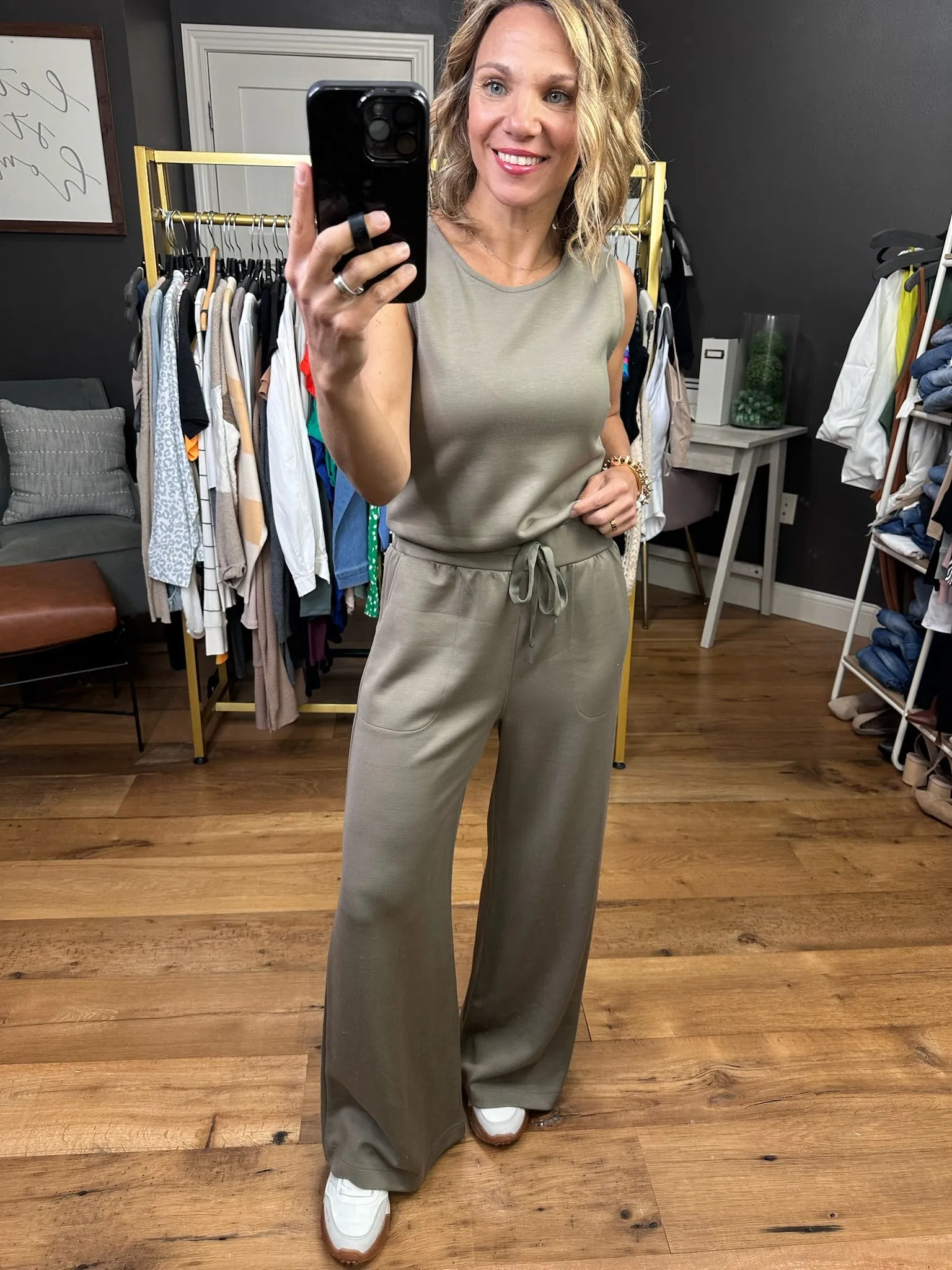 Someday I Will Tie Waist Jumpsuit - Olive