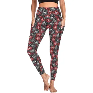 Steamboat Mickey And Minne Cards Women's Athletic Leggings With Pockets