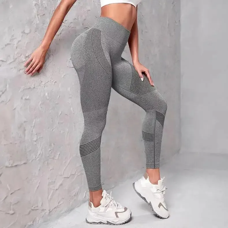 Striped Mesh High Waist Fitness Legging for Outdoor Running