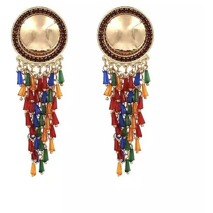 Talia Long Crystal Drop Statement Earrings