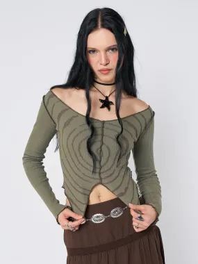 Tranceum Green Asymmetrical Top