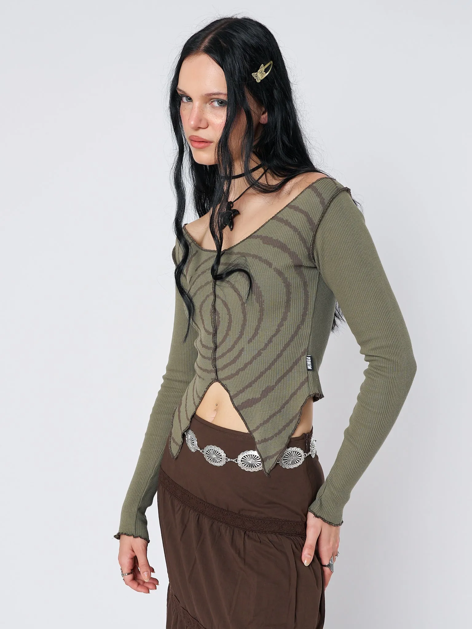 Tranceum Green Asymmetrical Top