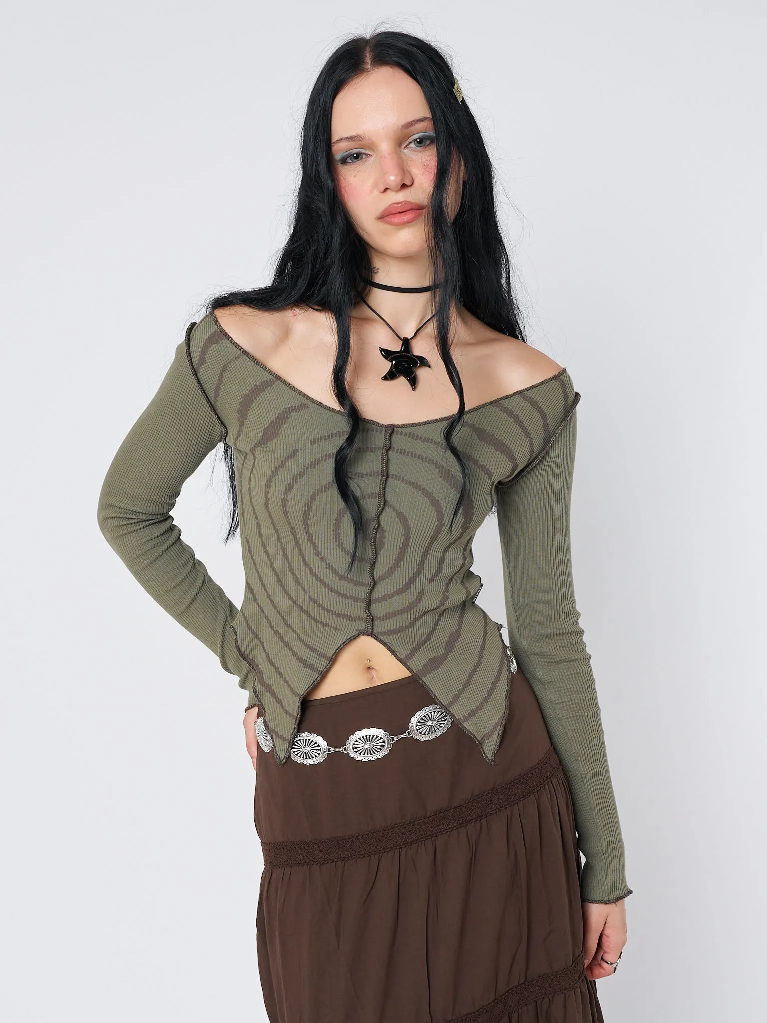 Tranceum Green Asymmetrical Top