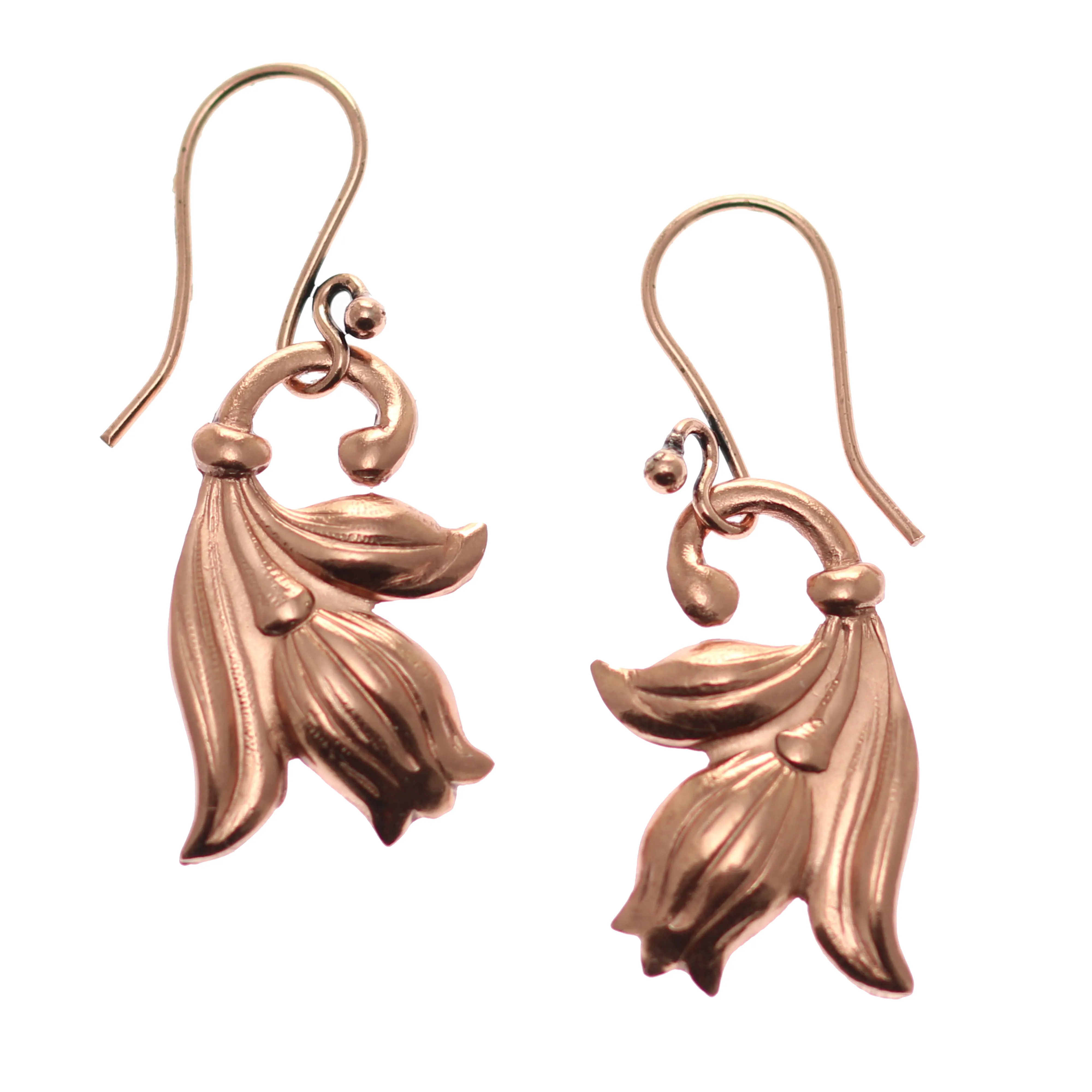 Tulip Flower Copper Dangle Earrings