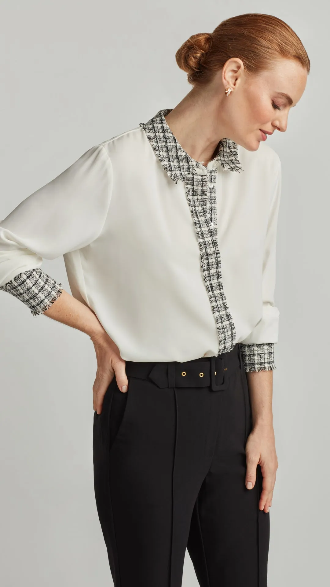 TWEED TRIM BLOUSE