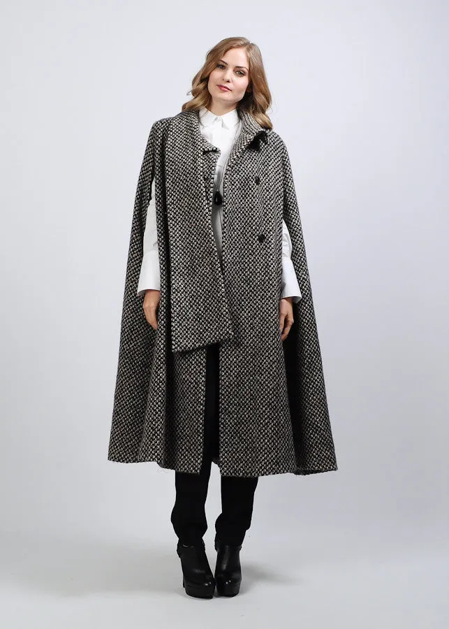 Tweed Wool Scarf Cape