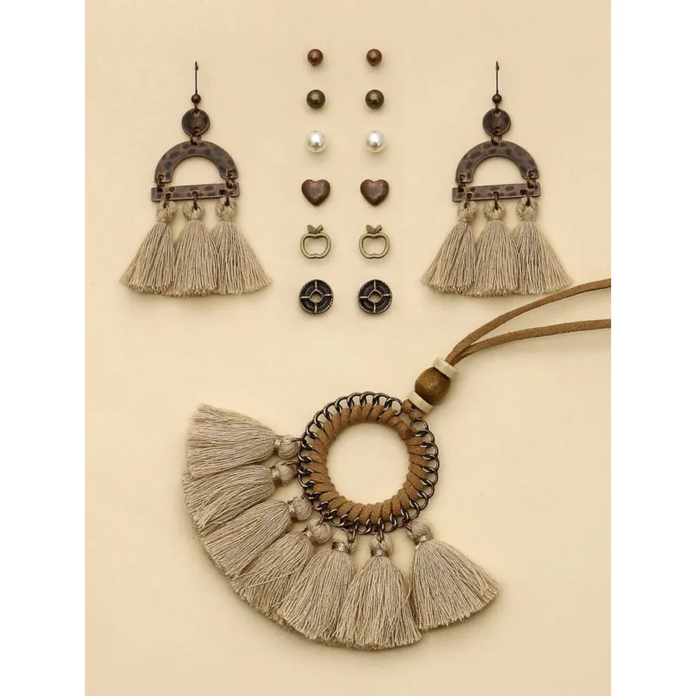 Uncharted Long Bohemian Necklace and Earrings Set