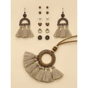 Uncharted Long Bohemian Necklace and Earrings Set