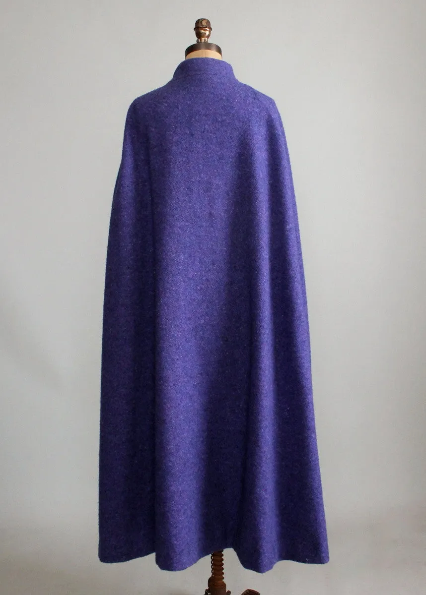 Vintage 1970s Hourihan Irish Purple Wool Long Cape