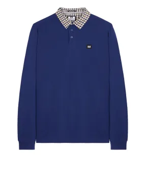 Walker Long Sleeve Polo Shirt Bright Navy/Mid House Check