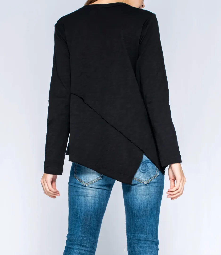 Wilt Round Neck Crossover Hem Lis Top In Black