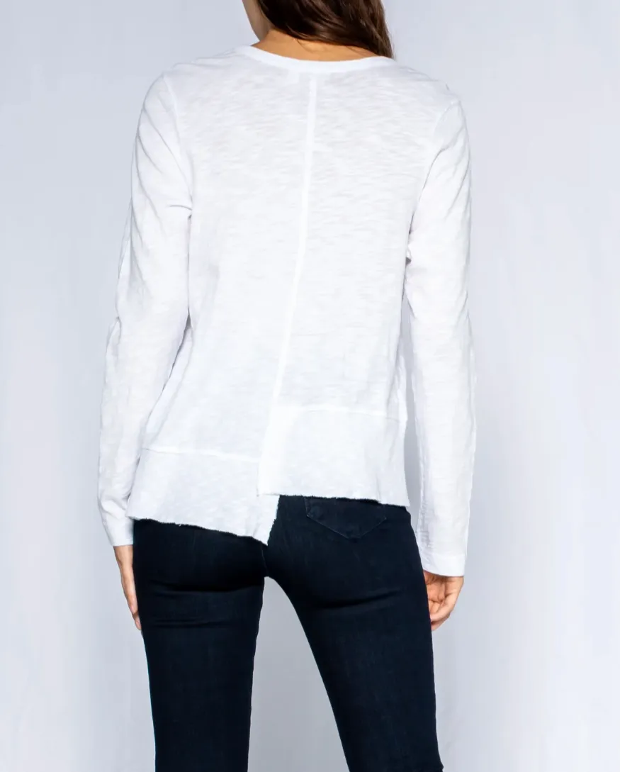 Wilt Round Neck Rib Styled Hem Lis Top In White