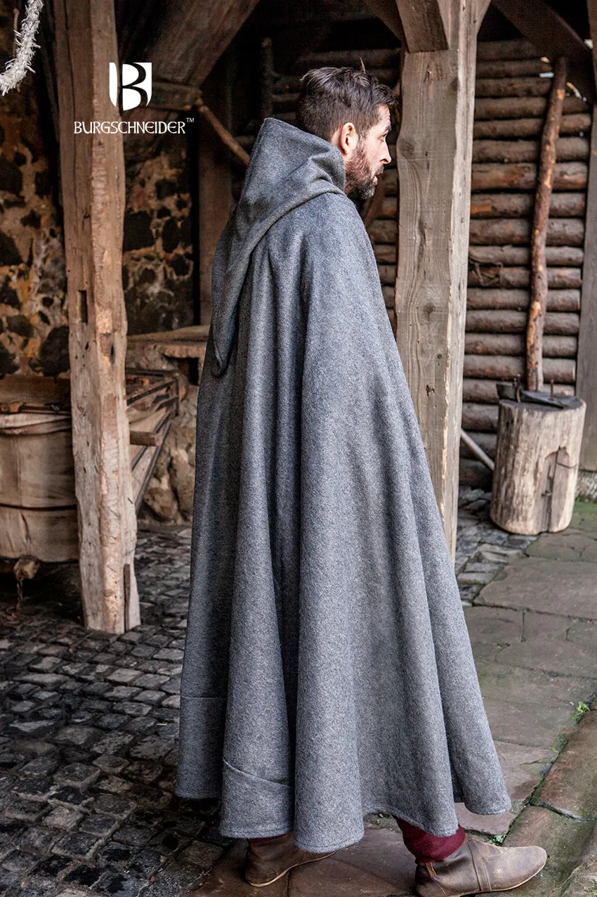 Wool Hooded Cloak Hibernus Grey