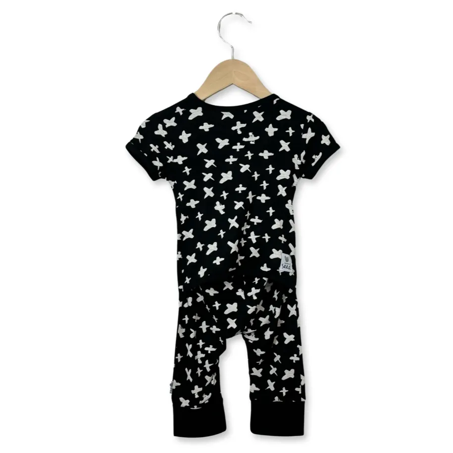 X Marks the Spot Black Short Long Romper