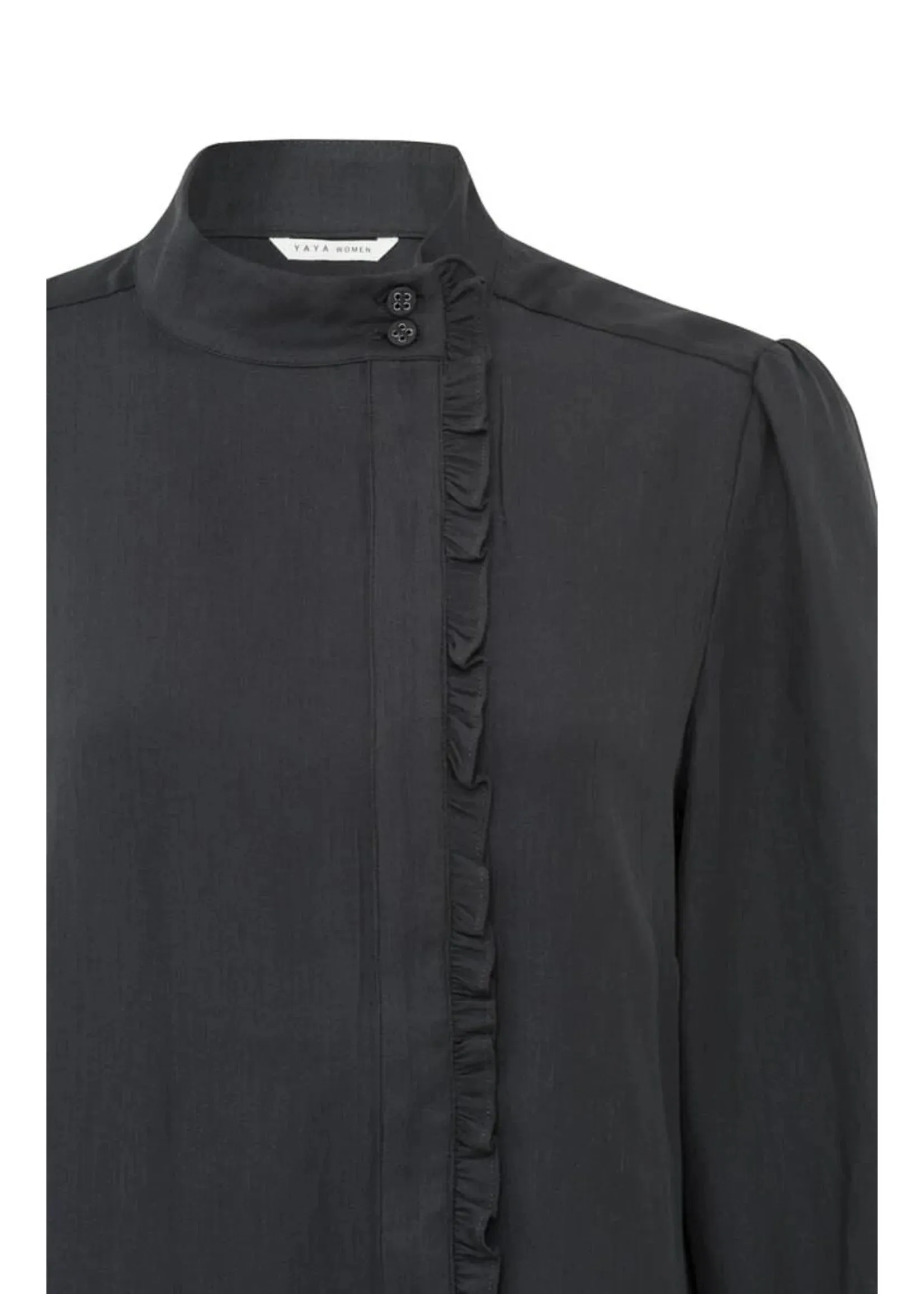 YAYA high neck phantom  blouse w ruffle detail