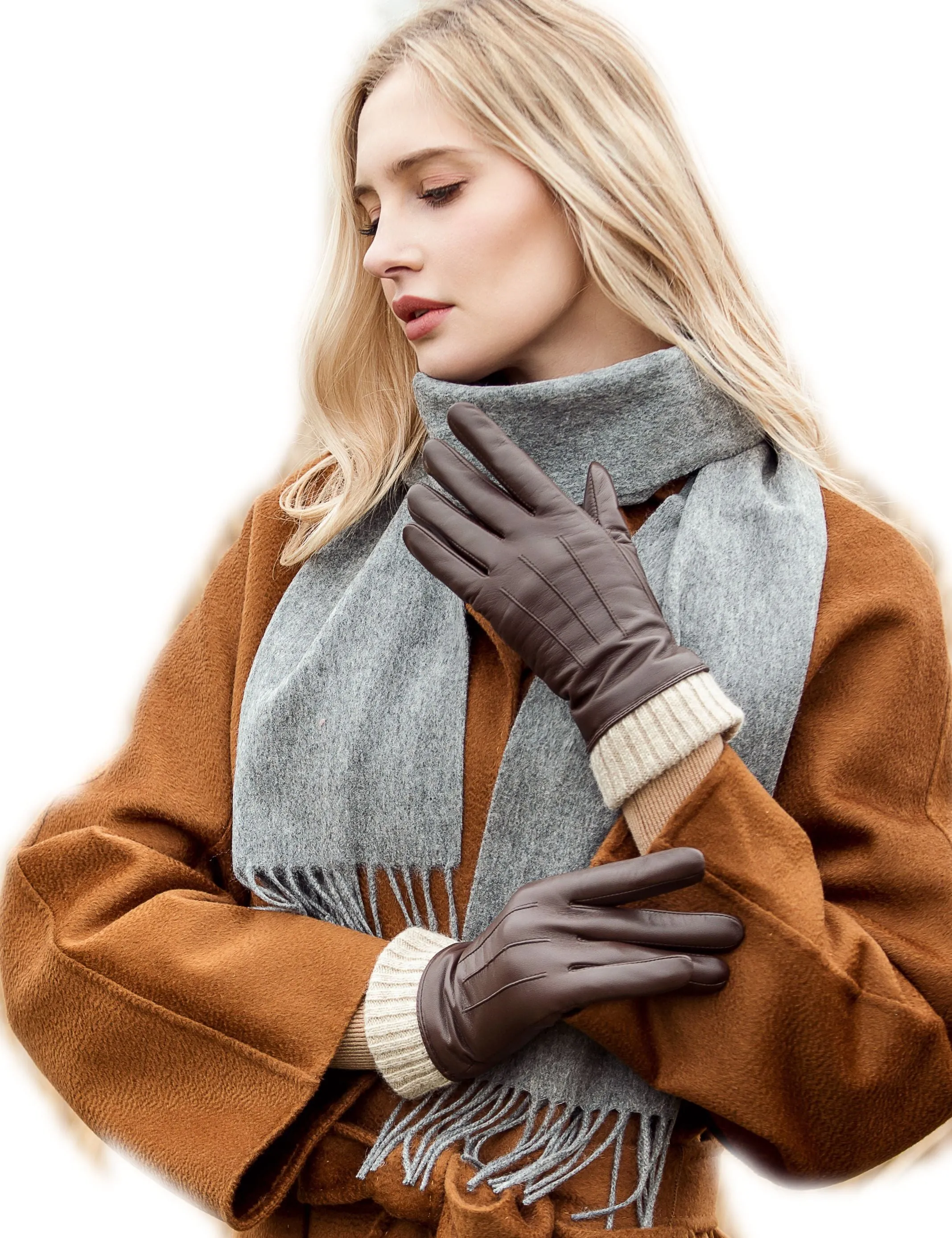 YISEVEN Women‘s  Sheepskin Leather  Long Gloves